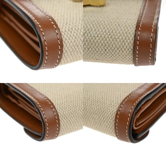 CELINE Triomphe Small Trifold Wallet Purse Canvas Leather Brown BE GHW 87RL411 - Picture 7 of 12